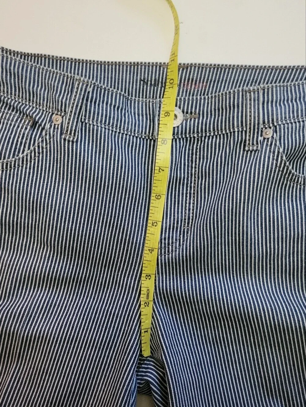 Striped Navy and White Cropped Pants‎ Relaxed Fit EUC Coastal Fisherman Nautical